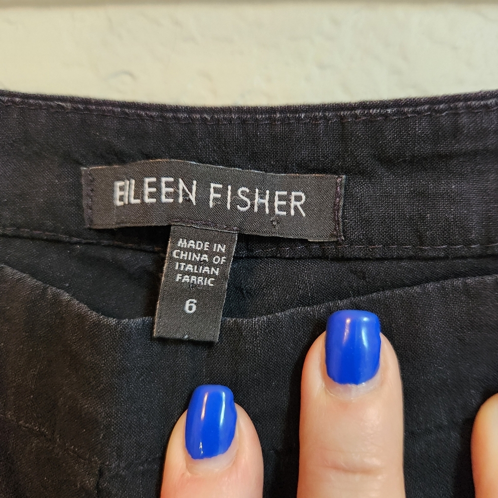 Eileen Fisher Linen Blend Wide-Leg Black Women's Pants, Size‎ 6 - Picture 3 of 8